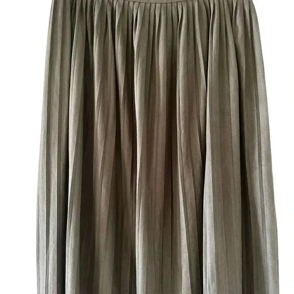 Zara Basic Women’s Olive Green Pleated l MIDI Skirt Boho Elastic Waist S #1134 - Picture 5 of 10